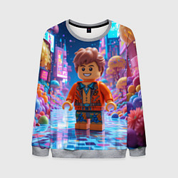 Свитшот мужской Roblox в неоновом городе, цвет: 3D-меланж