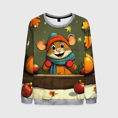 Мужской свитшот Новогодний грызун / 3D-Меланж – фото 1