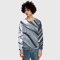 Свитшот мужской Полированный металл серебряный, цвет: 3D-меланж — фото 2