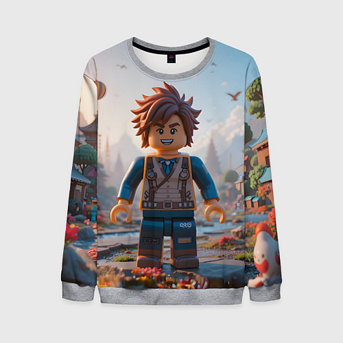 Мужской свитшот Роблокс в игровой стране / 3D-Меланж – фото 1