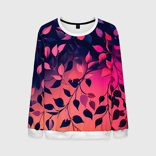 Мужской свитшот Листья на градиентном фоне -нейросеть / 3D-Белый – фото 1