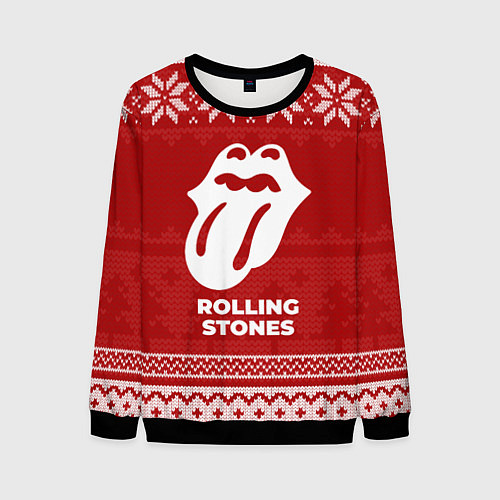 Мужской свитшот Новогодний Rolling Stones / 3D-Черный – фото 1