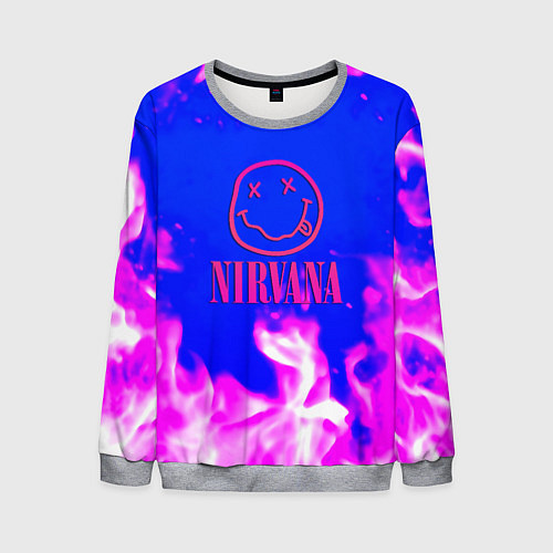 Мужской свитшот Nirvana neon flame / 3D-Меланж – фото 1