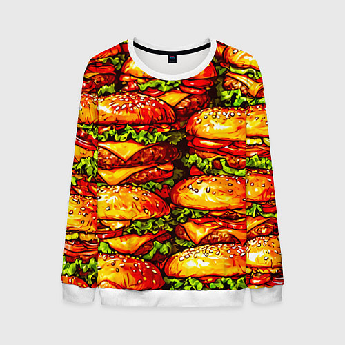 Мужской свитшот Бургеры / 3D-Белый – фото 1
