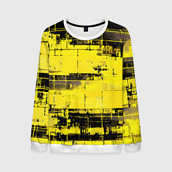 Свитшот мужской Чёрно-жёлтый техно-паттерн, цвет: 3D-белый