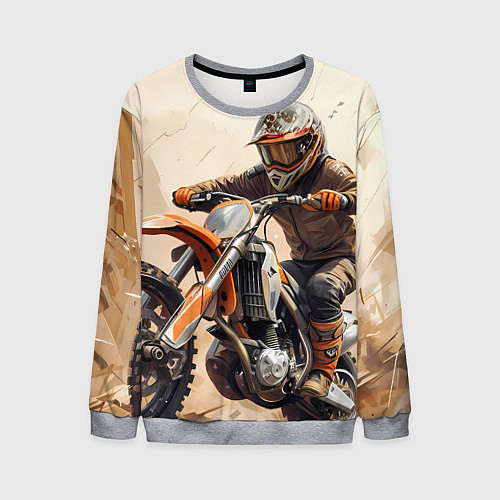 Мужской свитшот Эндуро Гонщик / 3D-Меланж – фото 1