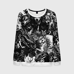 Свитшот мужской Дракон и другие мифические существа в стиле тату, цвет: 3D-белый