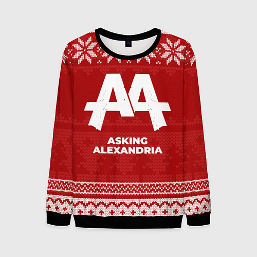 Мужской свитшот Новогодний Asking Alexandria / 3D-Черный – фото 1