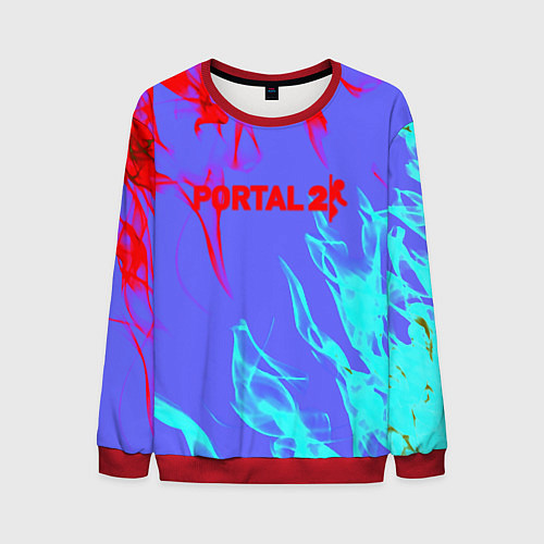 Мужской свитшот Portal 2 neon flame steel / 3D-Красный – фото 1