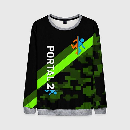 Мужской свитшот Portal camo steel geometry / 3D-Меланж – фото 1