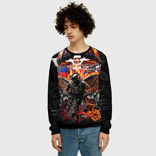 Мужской свитшот Десантник ВДВ с крыльями ангела / 3D-Черный – фото 3