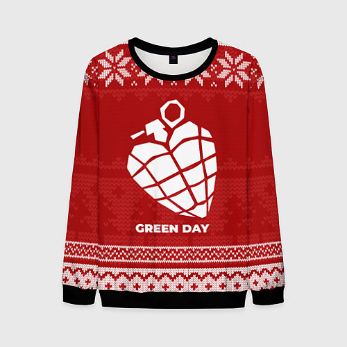 Мужской свитшот Новогодний Green Day / 3D-Черный – фото 1