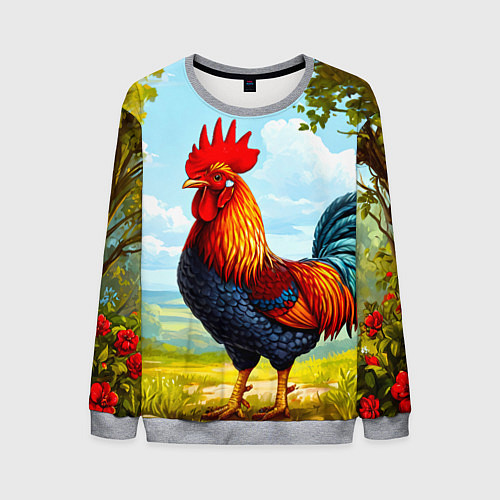 Мужской свитшот Петушок / 3D-Меланж – фото 1
