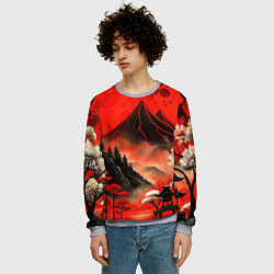 Свитшот мужской Япония природа в красном цвете, цвет: 3D-меланж — фото 2