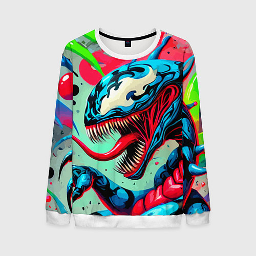 Мужской свитшот Свирепый Веном - граффити / 3D-Белый – фото 1
