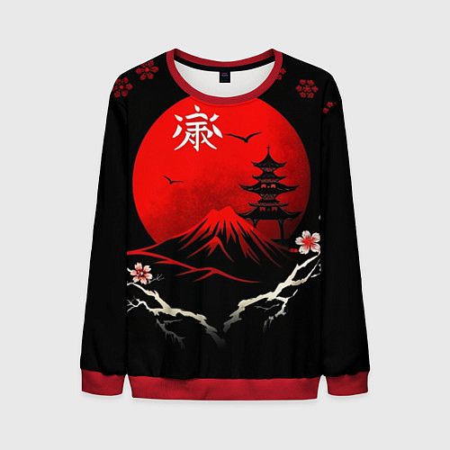 Мужской свитшот Japan red black nature / 3D-Красный – фото 1