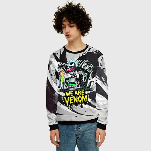 Мужской свитшот Rick-Venom and Morty - meme / 3D-Черный – фото 3