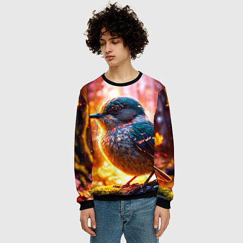 Мужской свитшот Кукушка в искрах / 3D-Черный – фото 3