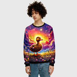 Свитшот мужской Космическая уточка, цвет: 3D-черный — фото 2