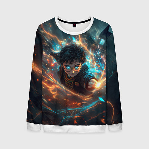 Мужской свитшот Гарри Поттер - вихрь магии / 3D-Белый – фото 1