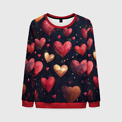 Мужской свитшот Красные и золотые сердечки