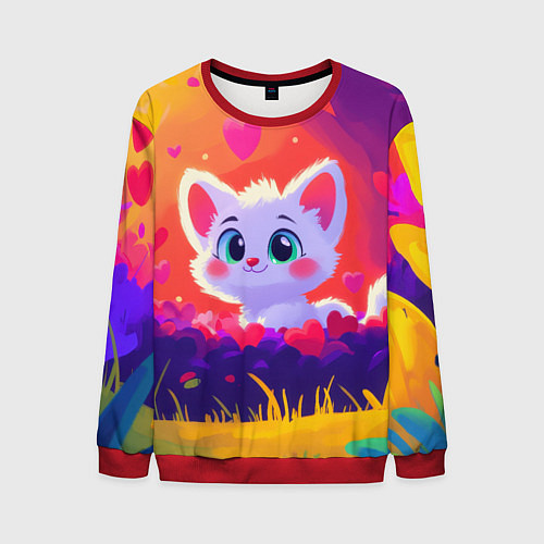 Мужской свитшот Влюбленный милый песец / 3D-Красный – фото 1