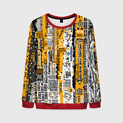 Свитшот мужской Cyberpunk pattern yellow, цвет: 3D-красный