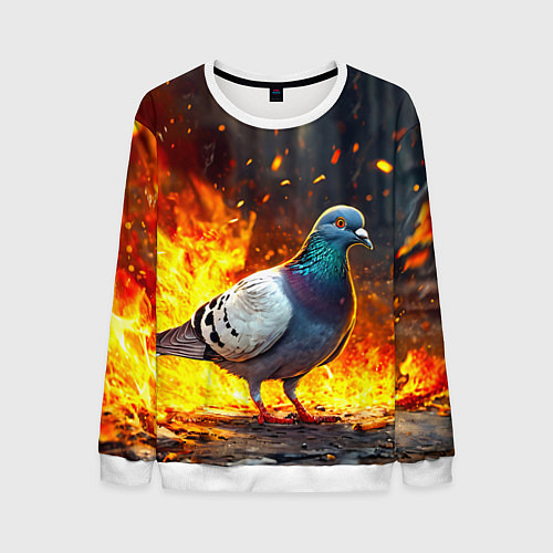 Мужской свитшот Голубь в огне / 3D-Белый – фото 1