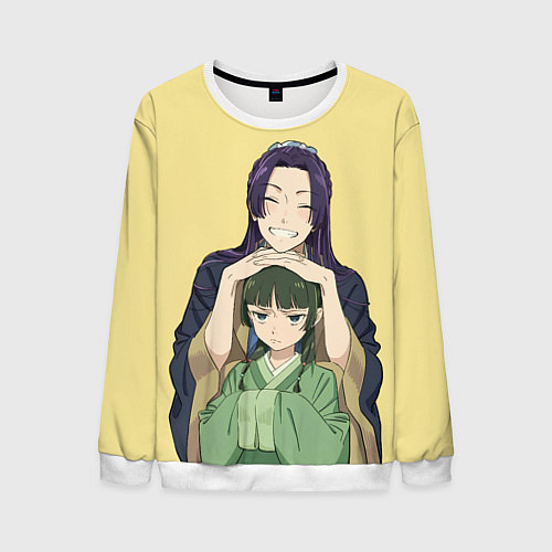 Мужской свитшот Джинши и Маомао - монолог фармацевта / 3D-Белый – фото 1