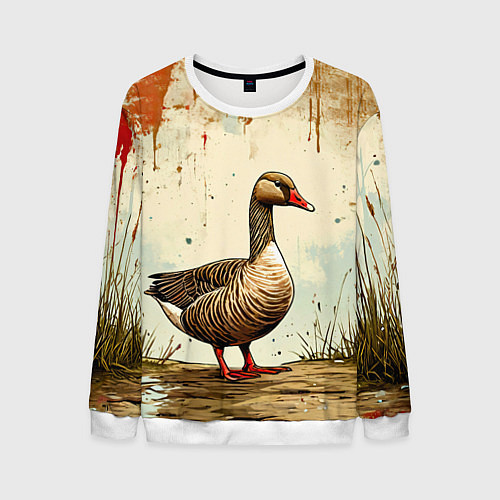 Мужской свитшот Гусь / 3D-Белый – фото 1