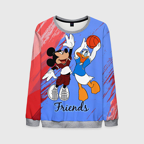 Мужской свитшот Микки Маус и Дональд Дак играют в баскетбол / 3D-Меланж – фото 1