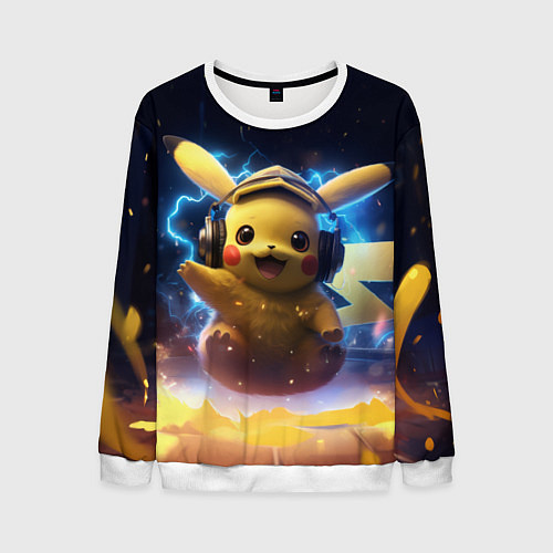 Мужской свитшот Пикачу диджей / 3D-Белый – фото 1
