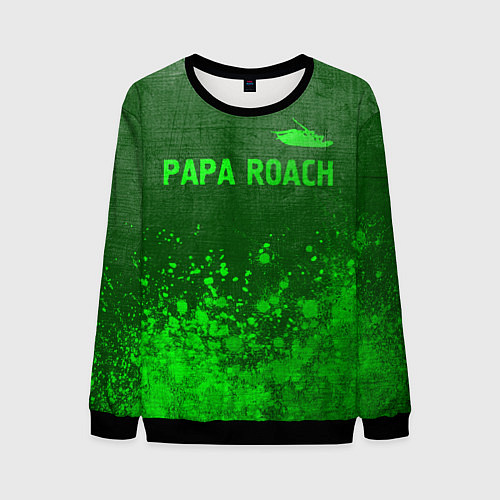 Мужской свитшот Papa Roach - green gradient посередине / 3D-Черный – фото 1