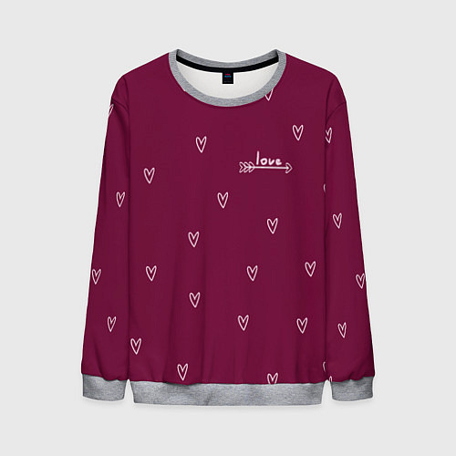 Мужской свитшот Сердца ко дню Святого Валентина / 3D-Меланж – фото 1