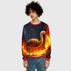 Свитшот мужской Страус эму в огне, цвет: 3D-красный — фото 2