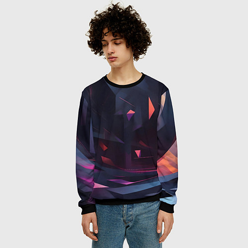 Мужской свитшот Абстрактный вихрь / 3D-Черный – фото 3