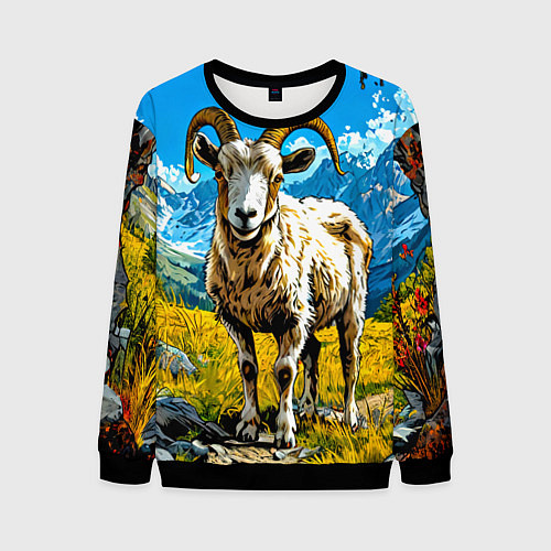 Мужской свитшот Горный козел / 3D-Черный – фото 1