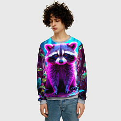 Свитшот мужской Енотик в сказочном лесу, цвет: 3D-меланж — фото 2