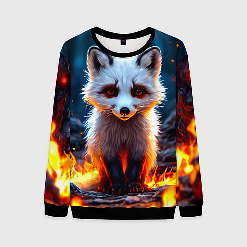 Мужской свитшот Песец в огне / 3D-Черный – фото 1