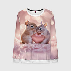 Свитшот мужской Влюбленные белочки с сердечком, цвет: 3D-белый