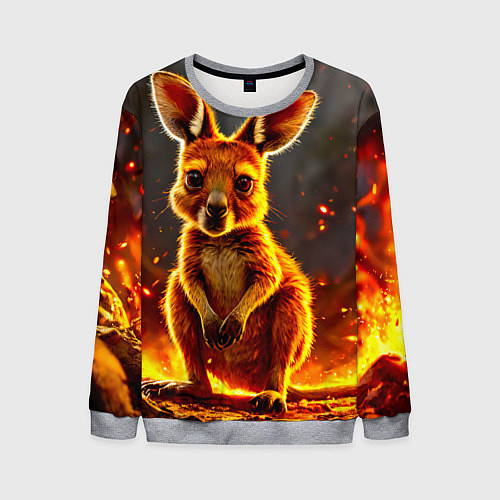Мужской свитшот Кенгуру в огне / 3D-Меланж – фото 1
