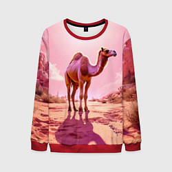 Свитшот мужской Верблюд в розовой пустыне, цвет: 3D-красный