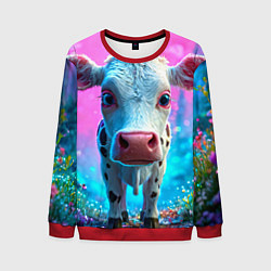 Свитшот мужской Коровка в сказочном лесу, цвет: 3D-красный