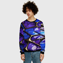 Свитшот мужской Синие и фиолетовые плиты, цвет: 3D-черный — фото 2