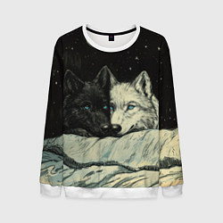 Мужской свитшот Черный волк и белая волчица