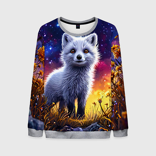 Мужской свитшот Песец в звездную ночь / 3D-Меланж – фото 1