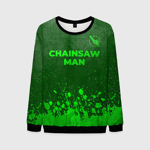 Мужской свитшот Chainsaw Man - green gradient посередине / 3D-Черный – фото 1