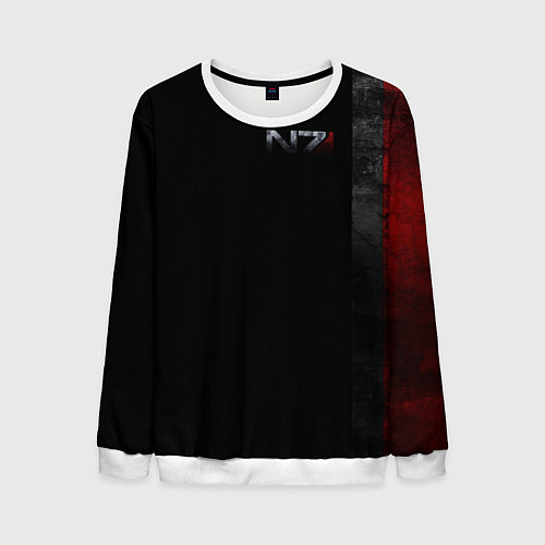 Мужской свитшот Shepard N7 - темный / 3D-Белый – фото 1