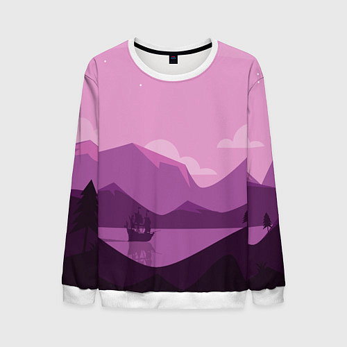 Мужской свитшот Горное озеро / 3D-Белый – фото 1