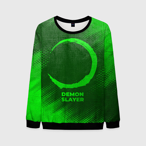 Мужской свитшот Demon Slayer - green gradient / 3D-Черный – фото 1